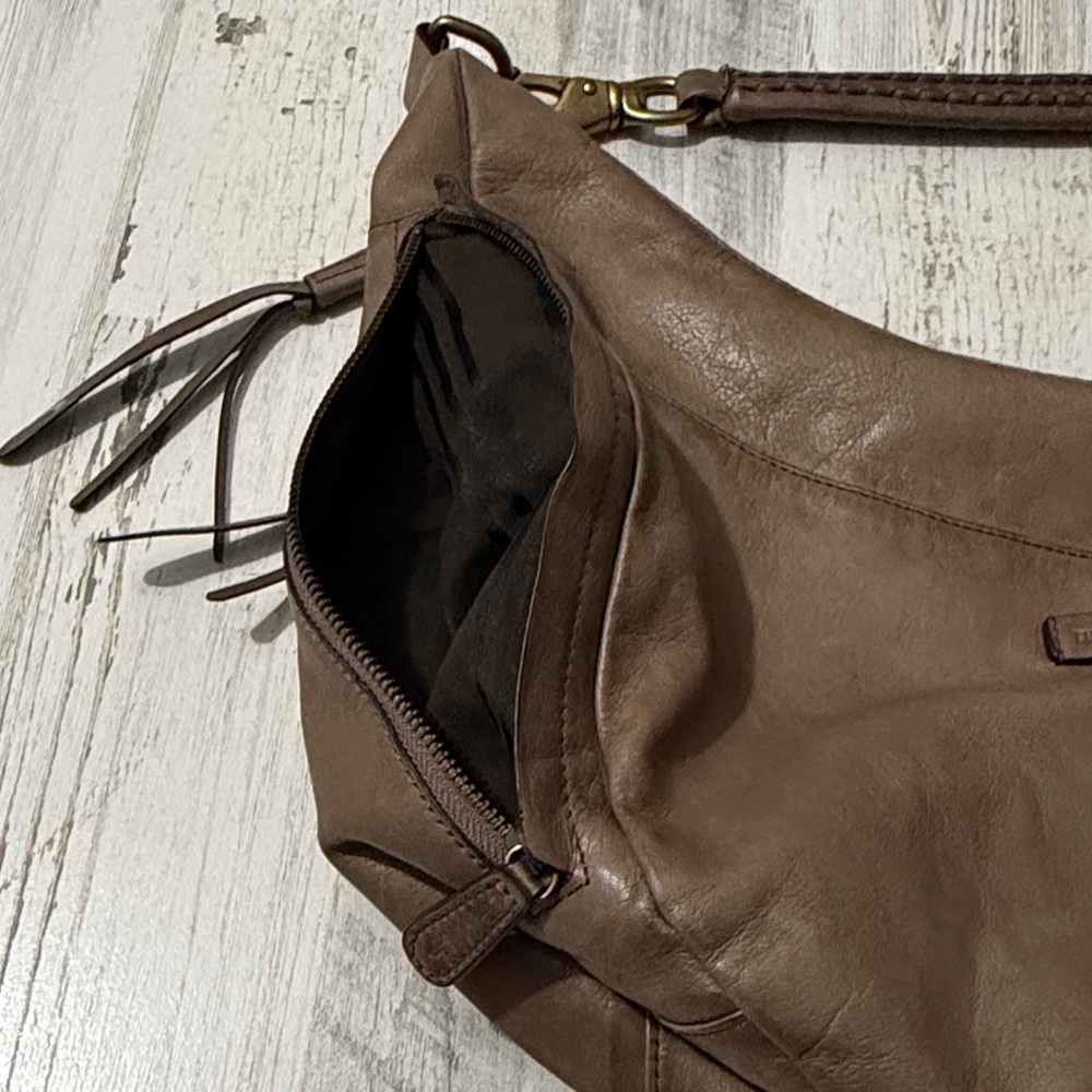 Frye Jennie Taupe Hobo Leather  Bag with Braided Strap - Picture 7 of 16